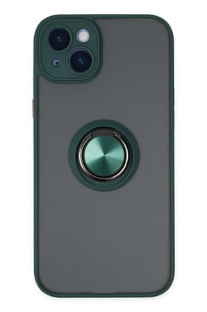 Newface Apple iPhone 14 Kılıf Montreal Yüzüklü Silikon Kapak - Yeşil