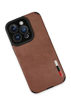 Newface Apple iPhone 14 Pro Max Kılıf Loop Deri Silikon - Kahverengi