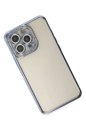 Newface Apple iPhone 14 Pro Kılıf Joke Taşlı Silikon - Mavi
