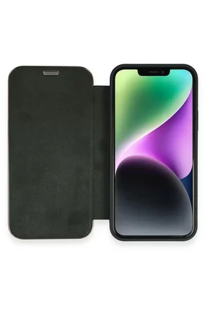 Newface Apple iPhone 12 Kılıf Dolpin Kapaklı - Koyu Yeşil
