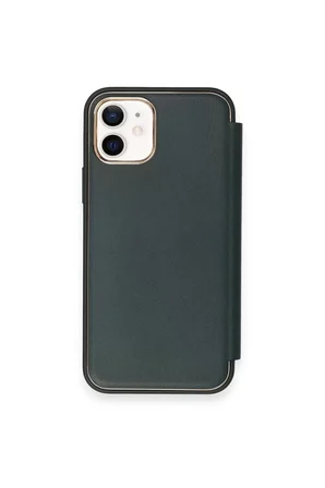 Newface Apple iPhone 12 Kılıf Dolpin Kapaklı - Koyu Yeşil