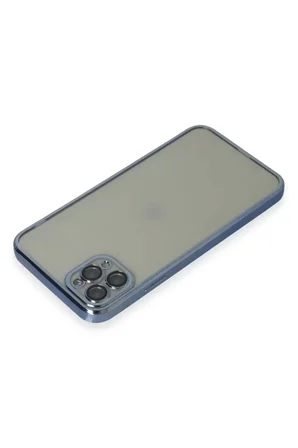 Newface Apple iPhone 11 Pro Max Kılıf Razer Lensli Silikon - Açık Mavi