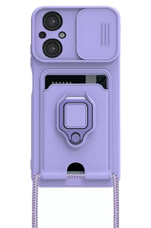 Newface Xiaomi Poco M5 Kılıf Zuma Kartvizitli Yüzüklü Silikon - Lila