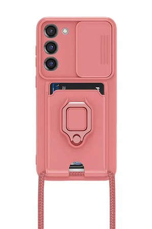 Newface Samsung Galaxy S23 Plus Kılıf Zuma Kartvizitli Yüzüklü Silikon - Pembe