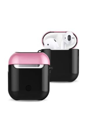Newface Apple Airpods 2 (2.nesil) 3in1 Kılıf - Siyah-Pembe