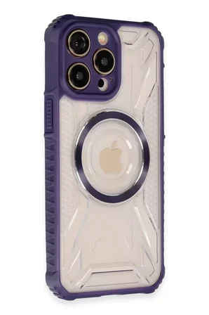 Newface Apple iPhone 13 Pro Max Kılıf Prag Magneticsafe Kapak - Derin Mor