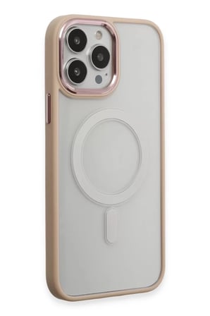 Newface Apple iPhone 15 Pro Kılıf Room Magneticsafe Silikon - Pudra
