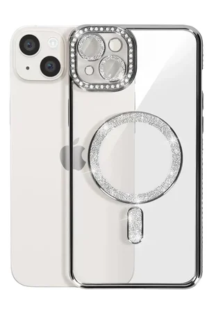 Newface Apple iPhone 15 Kılıf Joke Simli Magneticsafe Kılıf - Siyah