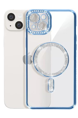 Newface Apple iPhone 15 Kılıf Joke Simli Magneticsafe Kılıf - Mavi