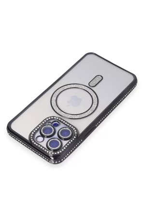 Newface Apple iPhone 15 Pro Kılıf Joke Simli Magneticsafe Kılıf - Siyah