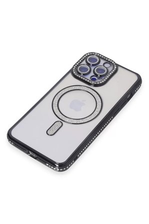 Newface Apple iPhone 15 Pro Kılıf Joke Simli Magneticsafe Kılıf - Siyah