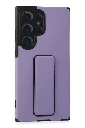 Newface Samsung Galaxy S23 Ultra Kılıf Mega Standlı Silikon - Lila