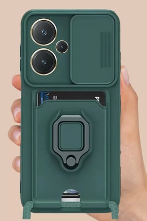 Newface Xiaomi Redmi Note 13 Pro Plus Kılıf Zuma Kartvizitli Yüzüklü Silikon - Kırmızı
