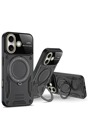 Newface Apple iPhone 16 Kılıf Joy Lens Standlı Kapak - Mor