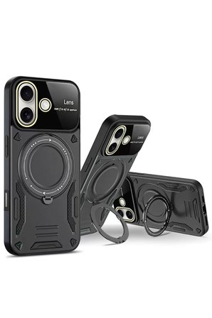 Newface Apple iPhone 16 Kılıf Joy Lens Standlı Kapak - Kırmızı