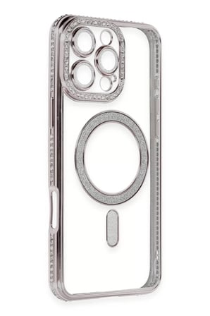 Newface Apple iPhone 16 Pro Kılıf Joke Simli Magneticsafe Kılıf - Pembe