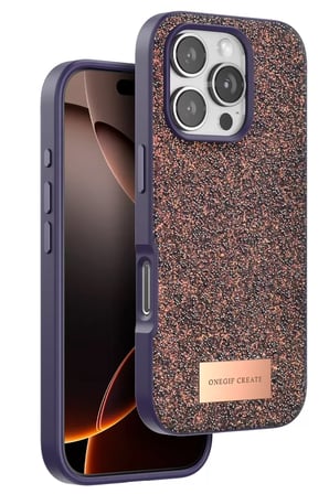 Onegif Apple iPhone 16 Pro Bright Simli Kapak - Derin Mor