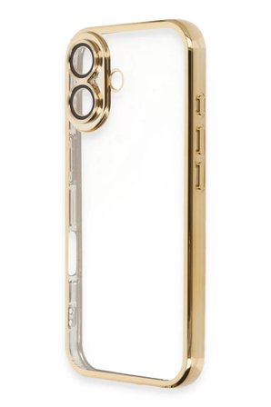 Newface Apple iPhone 16 Plus Kılıf Razer Lensli Silikon - Gold