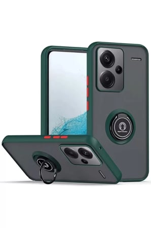 Newface Xiaomi Redmi Note 13 Pro Plus Kılıf Montreal Yüzüklü Silikon Kapak - Yeşil