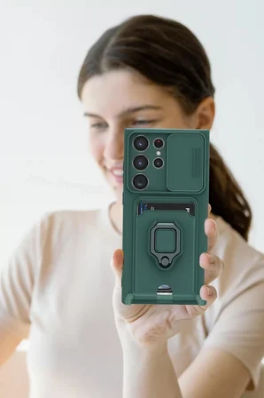 Newface Samsung Galaxy S25 Ultra Kılıf Zuma Kartvizitli Yüzüklü Silikon - Kırmızı