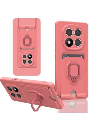 Newface Xiaomi Redmi Note 14 Pro 5G Kılıf Zuma Kartvizitli Yüzüklü Silikon - Pembe
