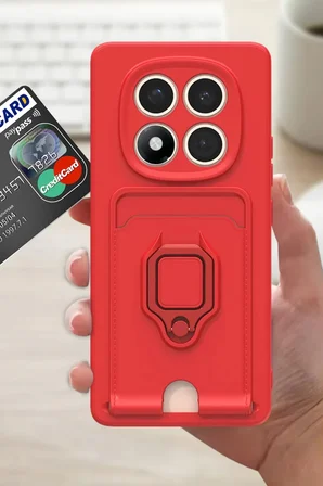 Newface Xiaomi Redmi Note 14 Pro Plus Kılıf Zuma Kartvizitli Yüzüklü Silikon - Yeşil