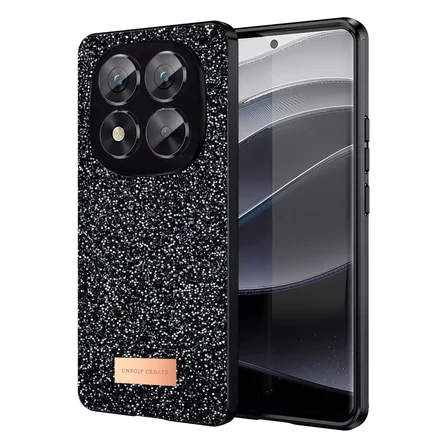 Onegif Xiaomi Redmi Note 14 Pro 5G Bright Simli Kapak - Siyah