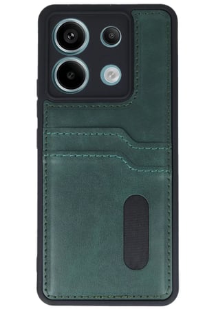 Newface Xiaomi Redmi Note 13 Pro 5G Kılıf Sara Kartvizitli Deri Kılıf - Koyu Yeşil