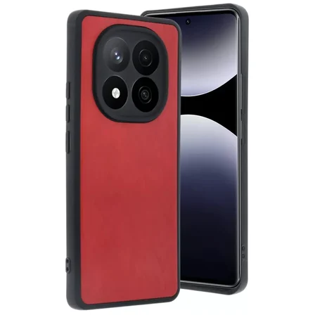 Newface Xiaomi Redmi Note 14 Pro 4G Kılıf Aras Deri Kapak - Kırmızı