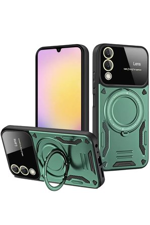 Newface Samsung Galaxy S25 Edge Kılıf Joy Lens Standlı Kapak - Koyu Yeşil