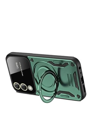 Newface Samsung Galaxy S25 Edge Kılıf Joy Lens Standlı Kapak - Koyu Yeşil