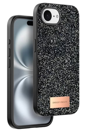 Onegif Apple iPhone 16E Bright Simli Kapak - Siyah