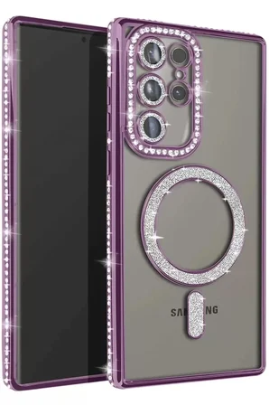 Newface Samsung Galaxy S23 Ultra Joke Simli Magneticsafe Kılıf - Derin Mor