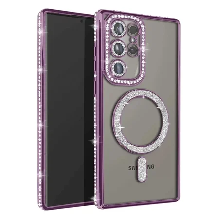 Newface Samsung Galaxy S23 Ultra Joke Simli Magneticsafe Kılıf - Derin Mor