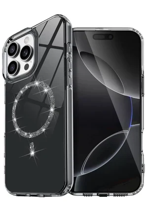 Newface Apple iPhone 16 Pro Live Diamond Magsafe Kapak - Siyah