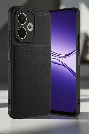 Newface Oppo A5 Pro 4G Kılıf Auto Focus Karbon Kapak - Siyah