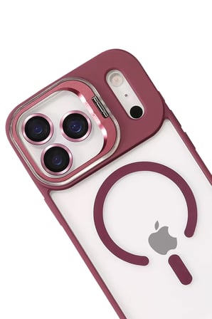 Joko Apple iPhone 17 Pro Max Remim Lensli Magsafe Standlı Kapak - Bordo