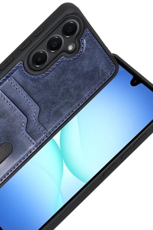 Newface Samsung Galaxy A17 5G Sara Kartvizitli Deri Kılıf - Lacivert