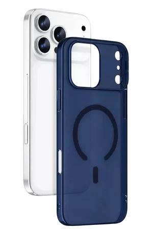 Newface Apple iPhone 17 Pro Max Combo Sert Şeffaf Magsafe Kapak - Mavi