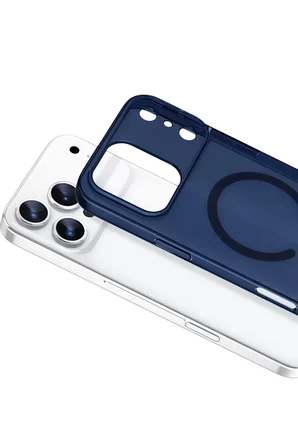 Newface Apple iPhone 17 Pro Max Combo Sert Şeffaf Magsafe Kapak - Mavi