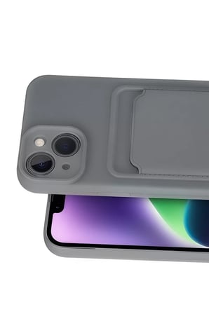 Newface Apple iPhone 14 Kılıf Kelvin Kartvizitli Silikon - Gri