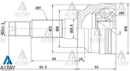 Maher 01717 Aks Kafası Diş 323 98-02 Zl 28X56X26 FA5822510B