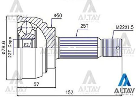 Maher 01723 Aks Kafası Diş Accent 95-06 Excel 90-94 Lancer 84-91 Getz 03-06 Benzinli 25X50X22 4950721000