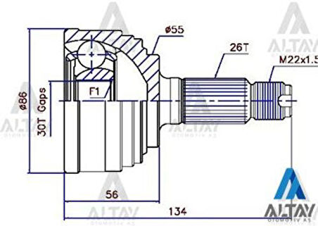 Maher 01749 Aks Kafası Diş Civic 92-95 Civic 96-01 26X55X30 44010SR1003