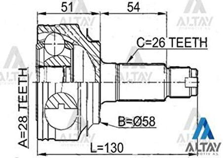 Maher 01755 Aks Kafası Diş Civic 06-11 Fd6 A-T 26X58X28 44014SNLT00