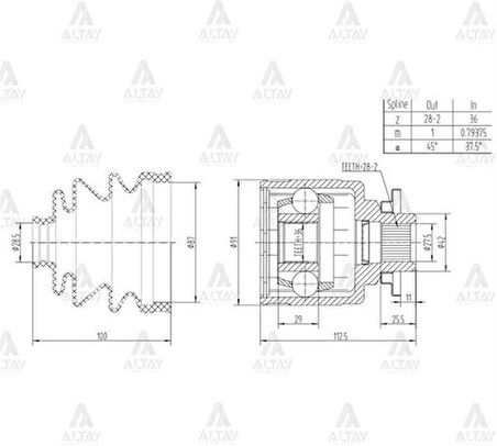 Maher 01830 Aks Kafası İç B-2500 Ranger Sol 28X36X42 6M343B414BA