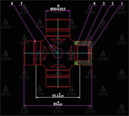 Maher 10389 İstavroz Mafsal Saft Canter 304 444 L-200 02-05 4x4 Arka 85mm X 30mm İçten Segman 