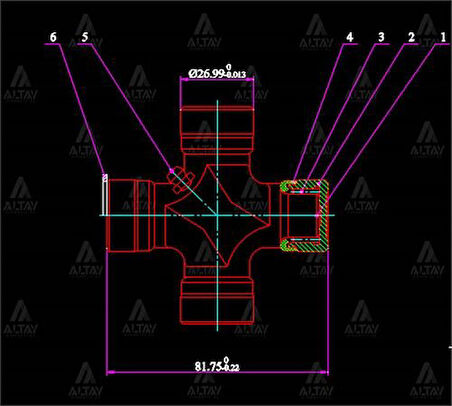 Maher 10410 İstavroz Mafsal Saft Stare x 02-08 Bongo K2500 28mm X 82mm Dıştan Segman GU1000