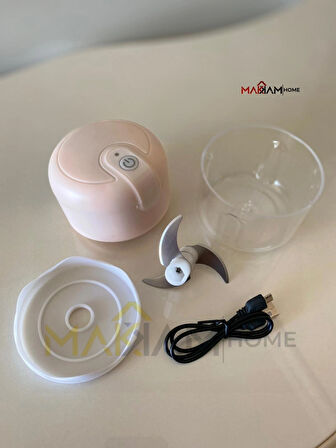 Makkam Home 3 Bıçaklı Elektirikli Pembe Rondo, Şarjlı Doğrayıcı