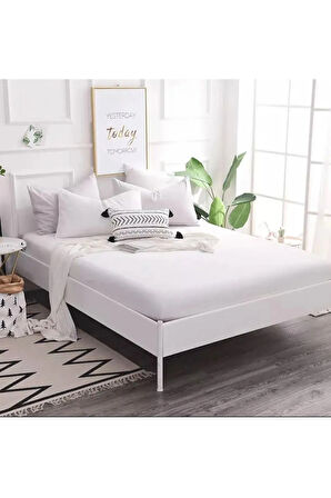 Pamuklu Havlu Kumaş Çift Kişilik Lastikli Çarşaf (Çift / Battal Beden)